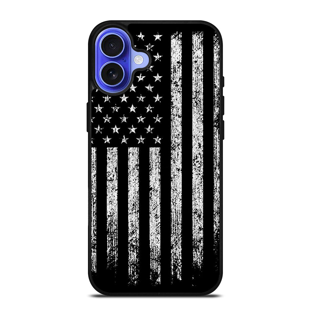 AMERICAN FLAG BLACK AND WHITE iPhone 16 Case Cover