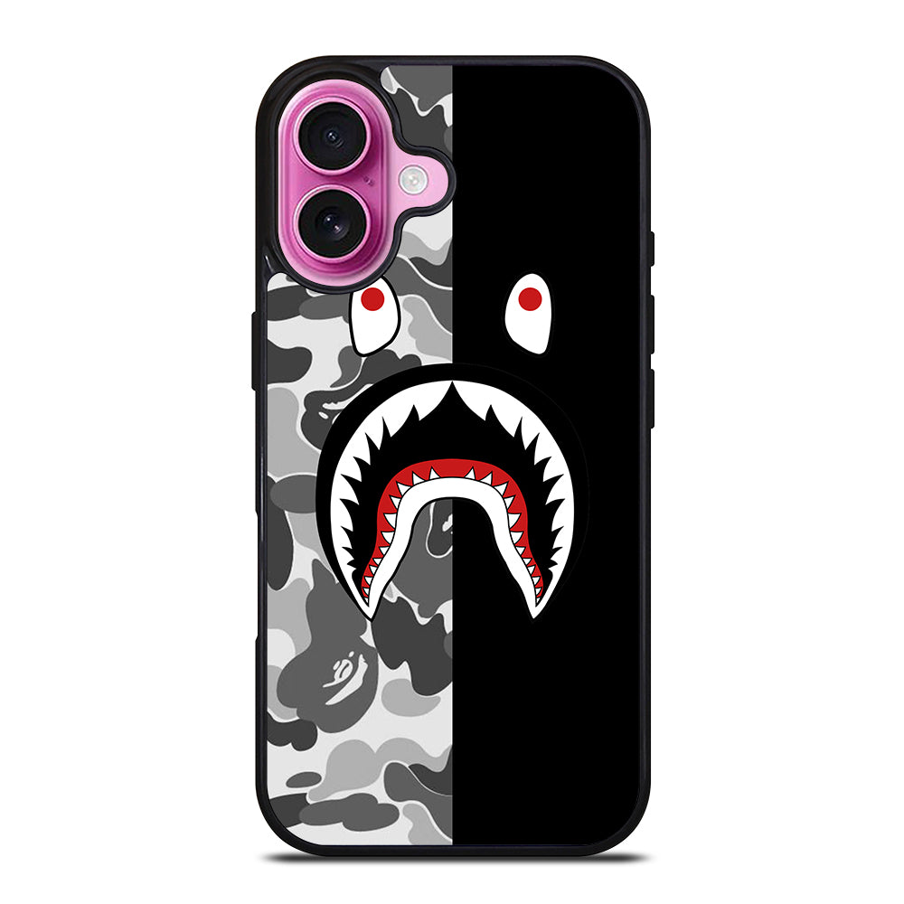 CAMO BAPE SHARK LOGO 3 iPhone 16 Plus Case Cover
