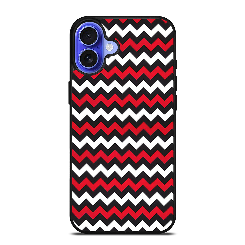 COLOR BLOCK DARK RED CHEVRON PATTERN iPhone 16 Case Cover
