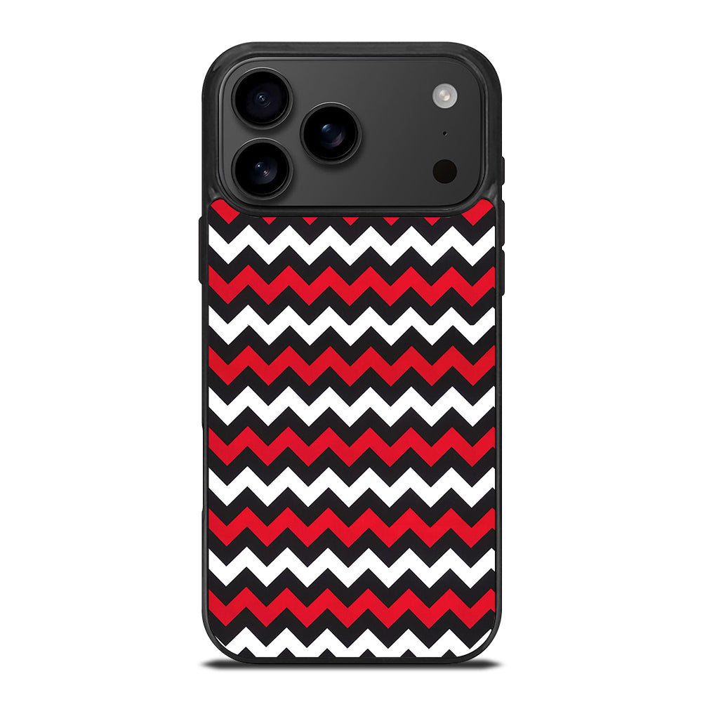 COLOR BLOCK DARK RED CHEVRON PATTERN iPhone 17 Pro Max Case Cover
