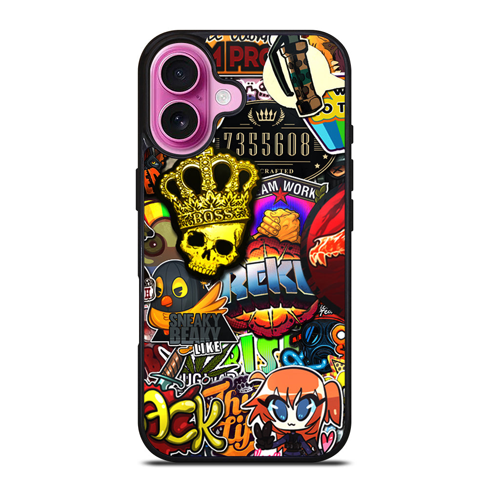 CSGO STICKER BOMB PATTERN iPhone 16 Plus Case Cover