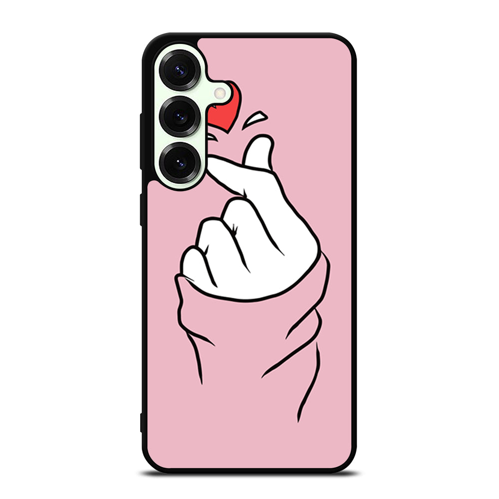 CUTE HEART FINGER PINK Samsung Galaxy S25 Plus Case Cover