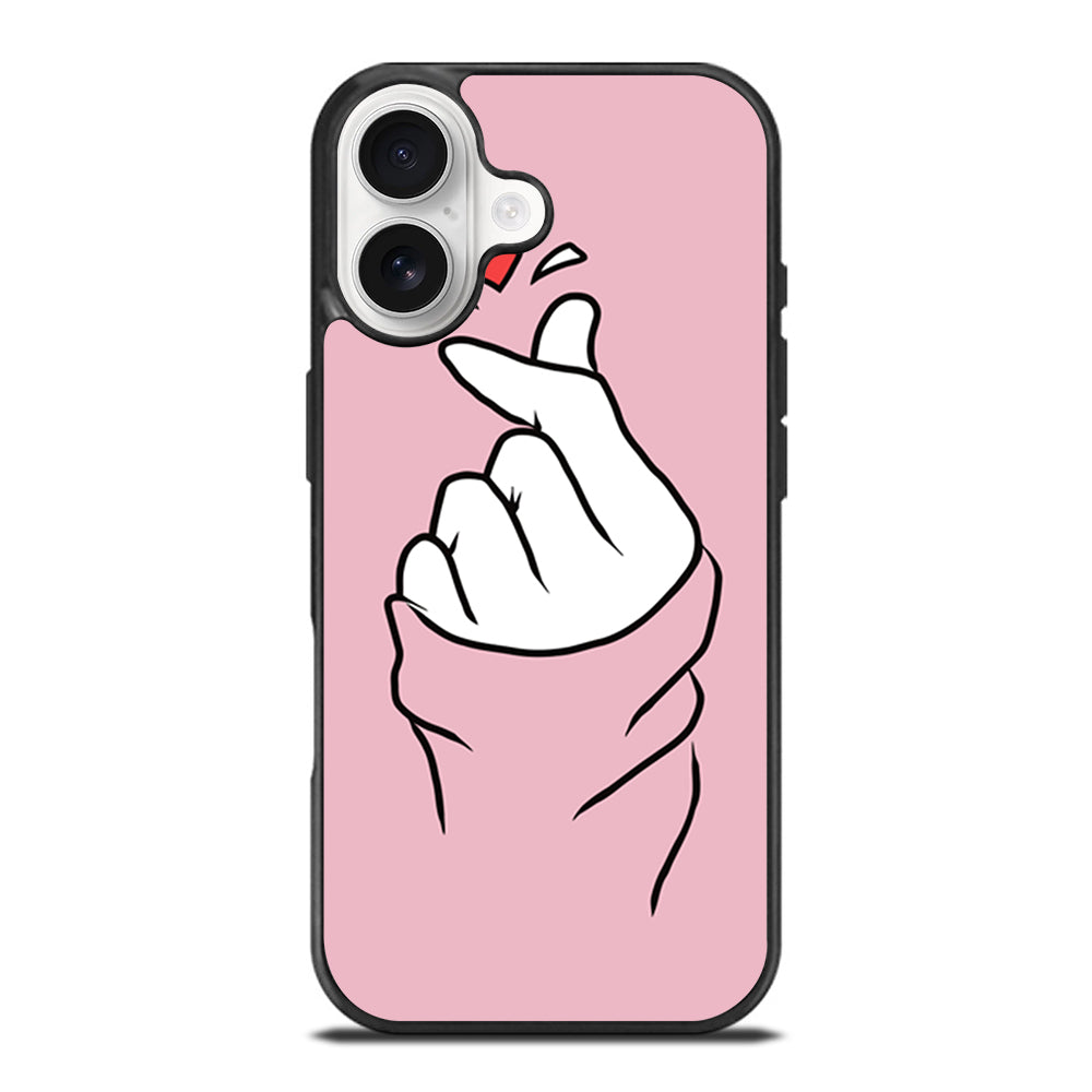 CUTE HEART FINGER PINK iPhone 17 Case Cover