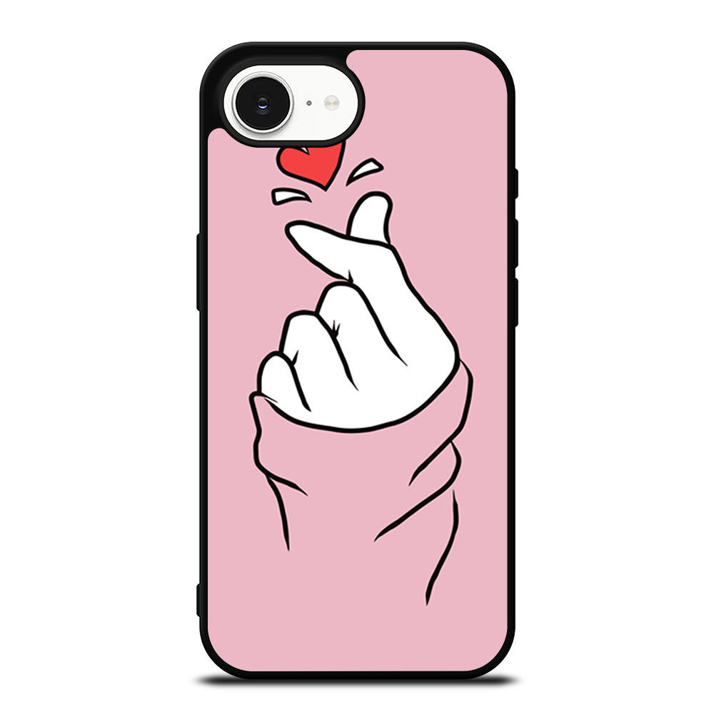 CUTE HEART FINGER PINK iPhone 16e Case Cover