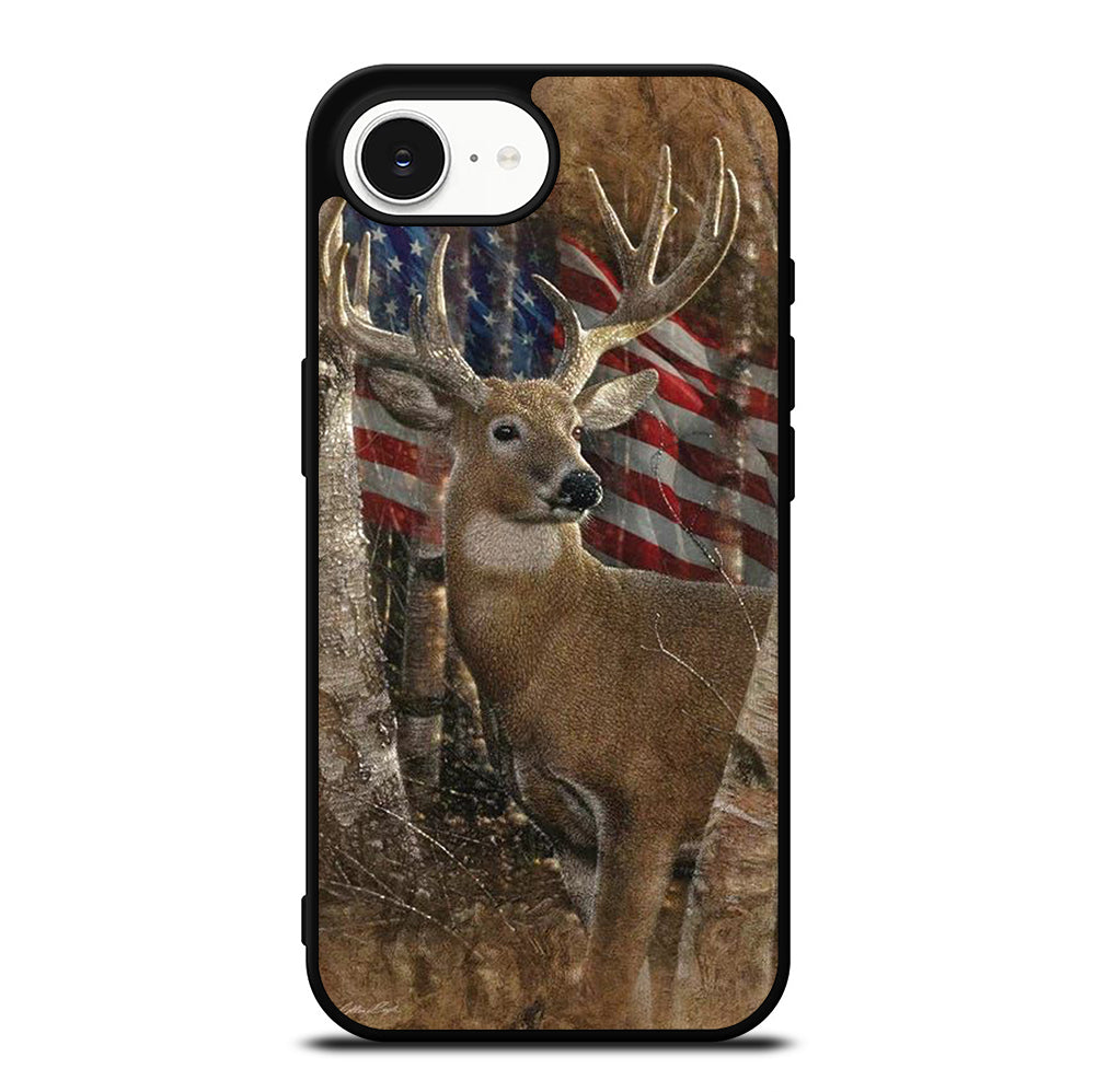 DEER HUNTING AMERICAN FLAG iPhone 16e Case Cover