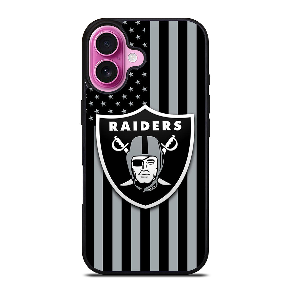 LAS VEGAS RAIDERS AMERICAN FLAG LOGO iPhone 16 Plus Case Cover