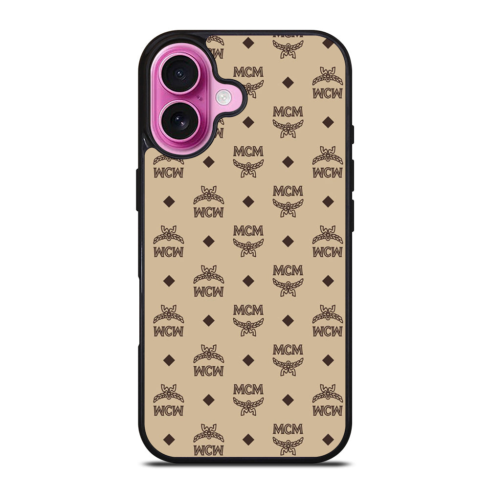MCM WORLD WIDE BROWN LEATHER PATTERN 2 iPhone 16 Plus Case Cover