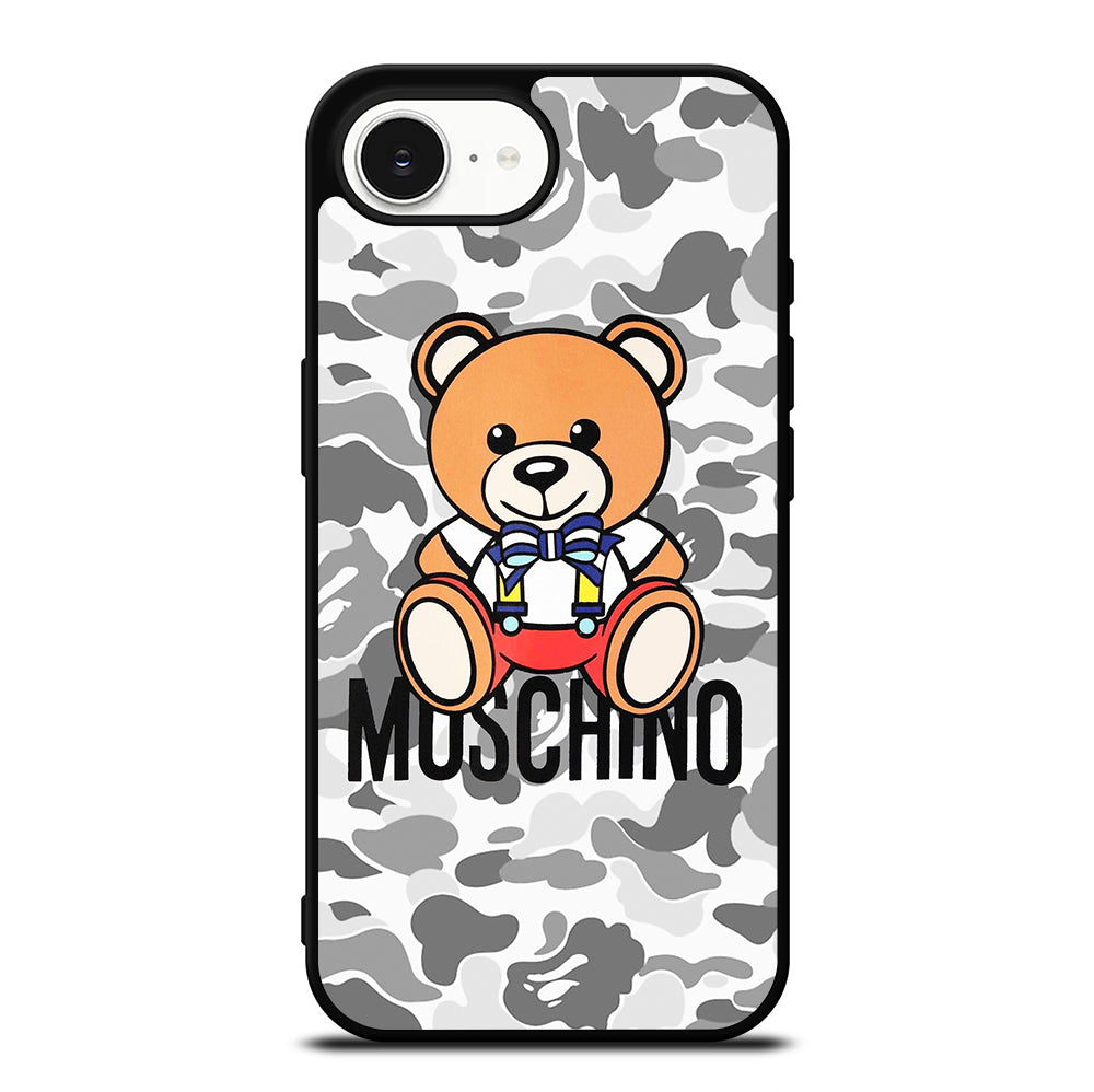 MOSCHINO TEDDY BEAR BAPE CAMO iPhone 16e Case Cover