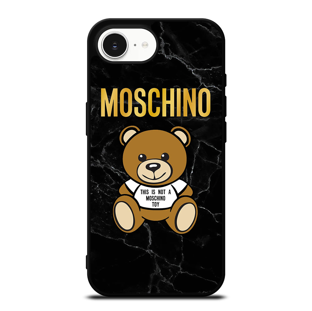 MOSCHINO TEDDY BEAR BLACK MARBLE iPhone 16e Case Cover