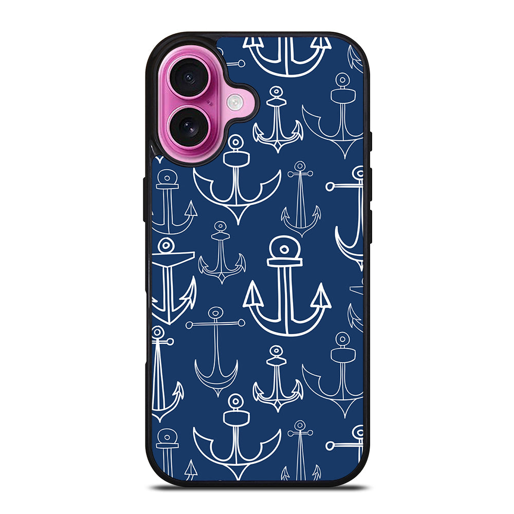 NAUTICAL ANCHOR PATTERN iPhone 16 Plus Case Cover