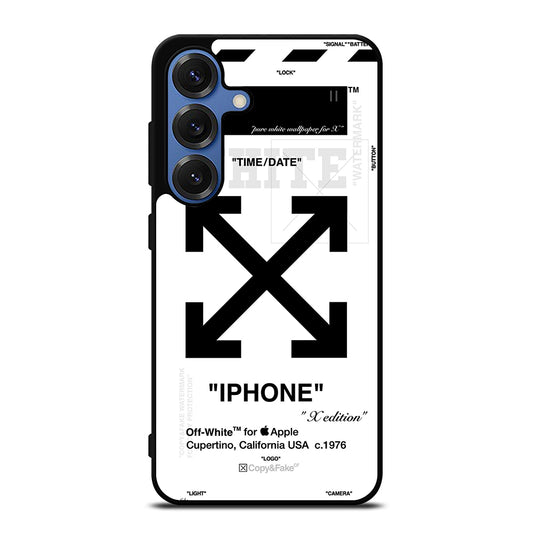 OFF WHITE BLACK CROSS Samsung Galaxy S25 Case Cover