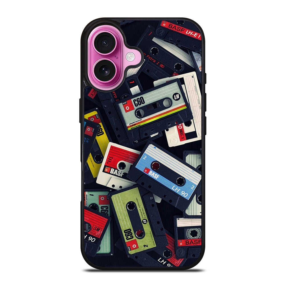 RETRO CASSETTE TAPE PATTERN iPhone 16 Plus Case Cover