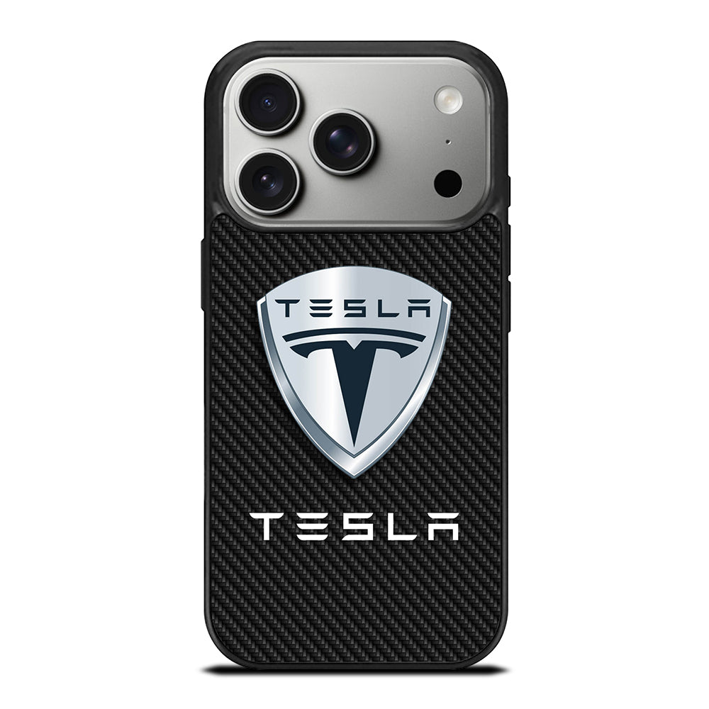 TESLA LOGO CARBON iPhone 17 Pro Case Cover