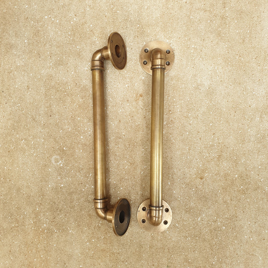 Pair of Vintage Gold Pipe Door Handle Pull
