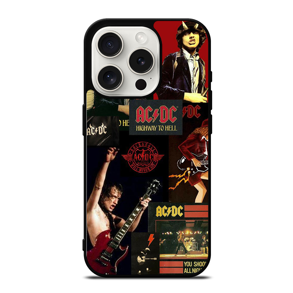 ACDC ROCK BAND COLLAGE iPhone 15 Pro Case Cover