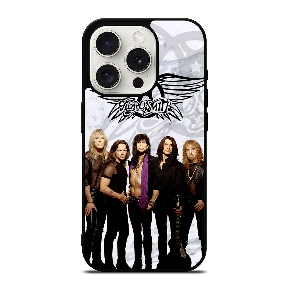 AEROSMITH ROCK BAND MARBLE iPhone 15 Pro Case Cover