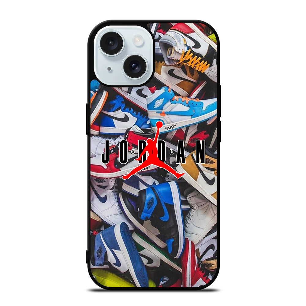 AIR JORDAN SHOES PATTERN LOGO iPhone 15 Case Cover casecentro AIR JORDAN SHOES PATTERN LOGO iPhone 15 Case Cover casecentro
