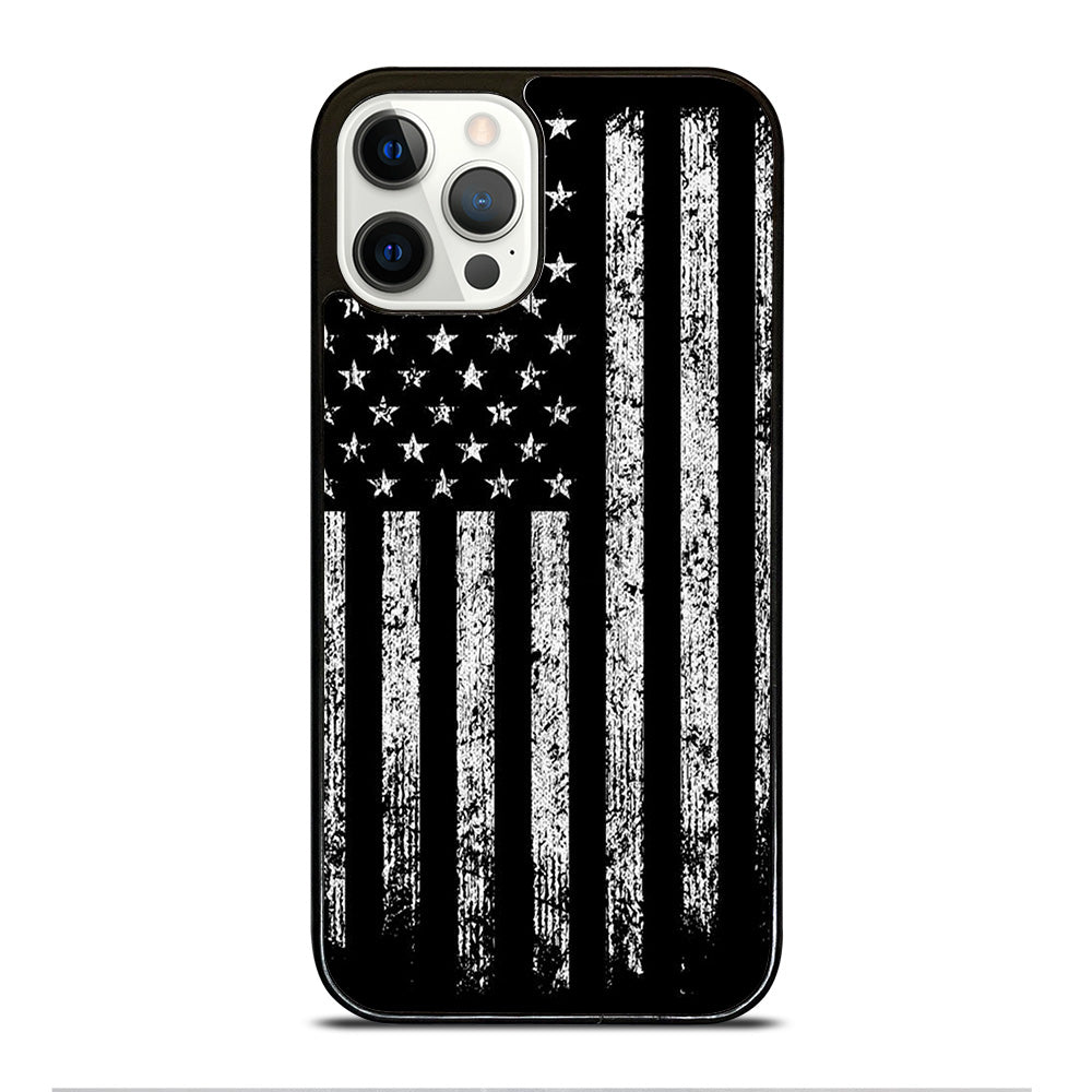 AMERICAN FLAG BLACK AND WHITE iPhone 12 Pro Case Cover