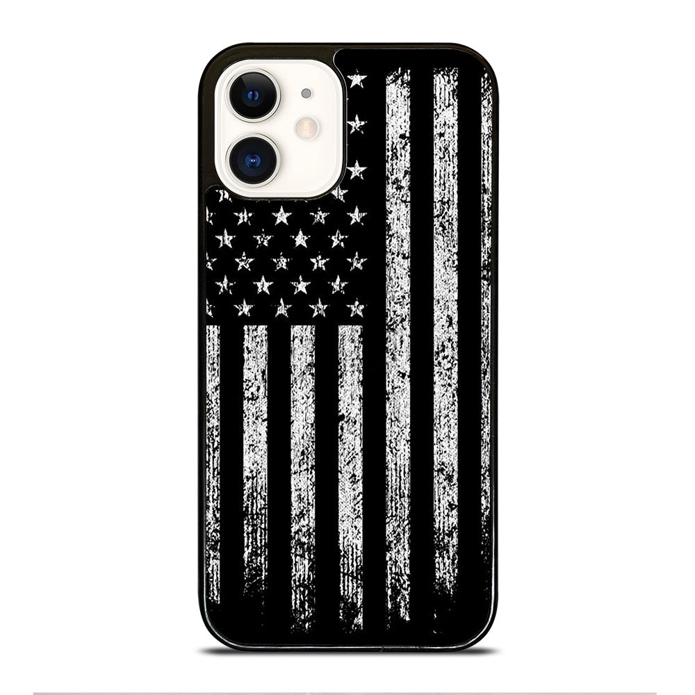 AMERICAN FLAG BLACK AND WHITE iPhone 12 Case Cover
