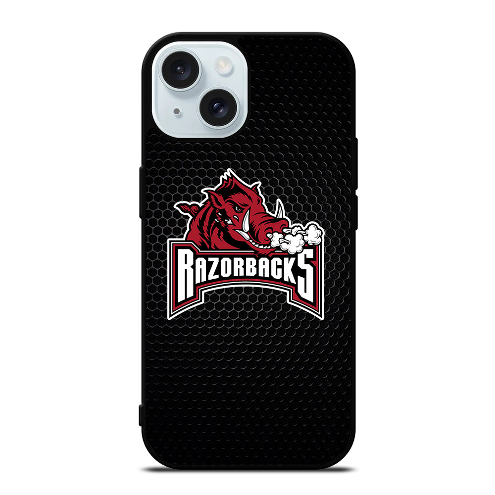 ARKANSAS RAZORBACKS METAL LOGO iPhone 15 Case Cover