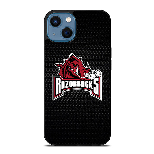 ARKANSAS RAZORBACKS METAL LOGO iPhone 14 Case Cover