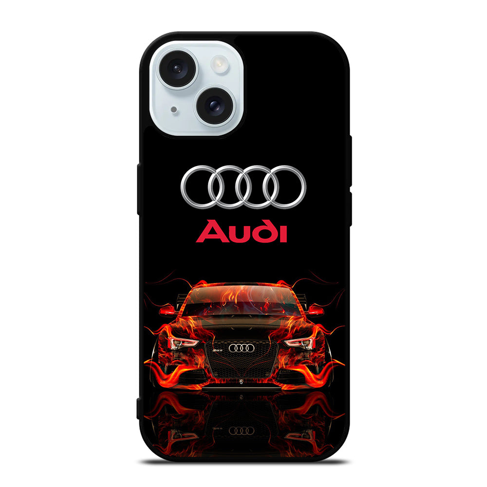 AUDI CAR FLAME LOGO iPhone 15 Case Cover