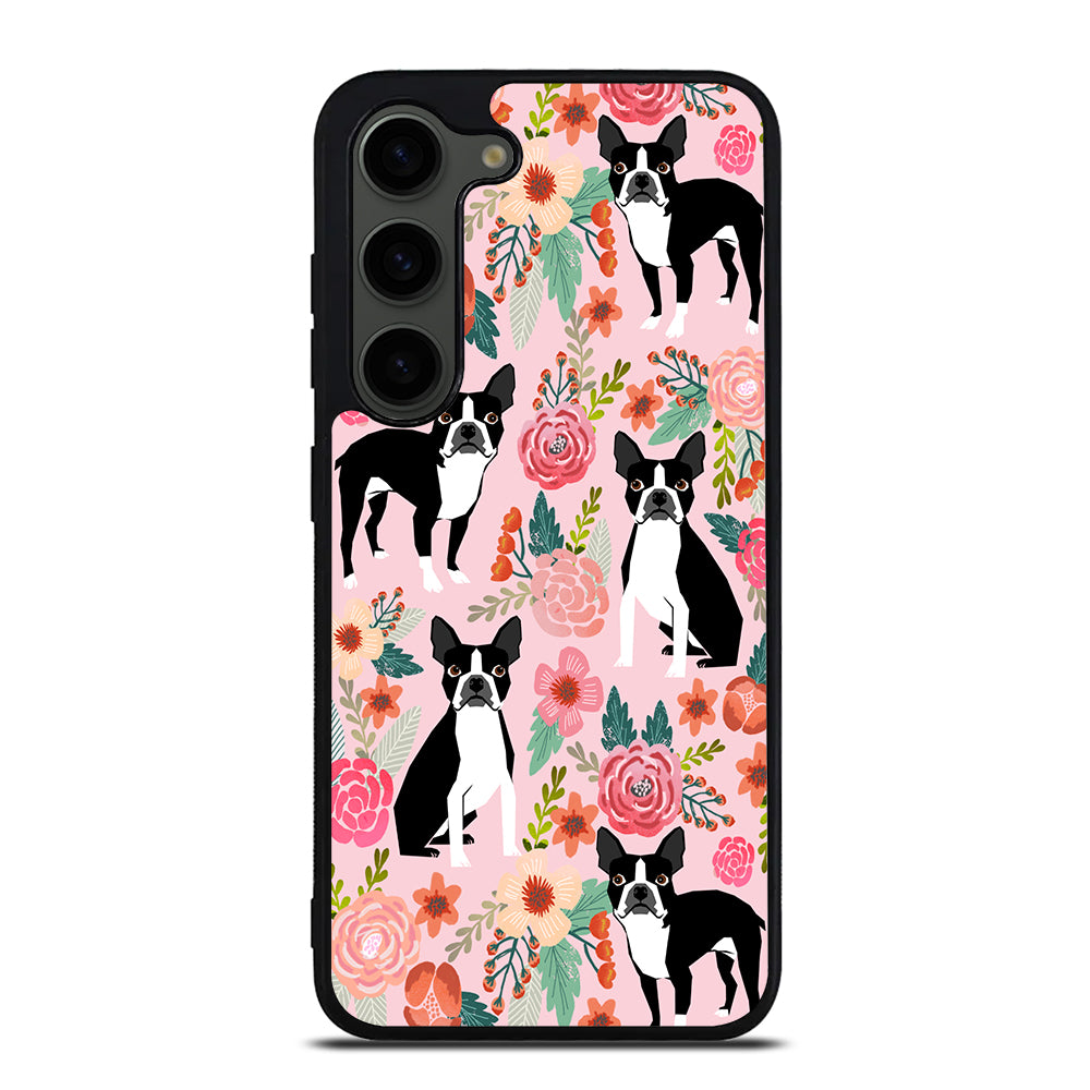 BOSTON TERRIER DOG FLORAL PATTERN Samsung Galaxy S23 Plus Case Cover