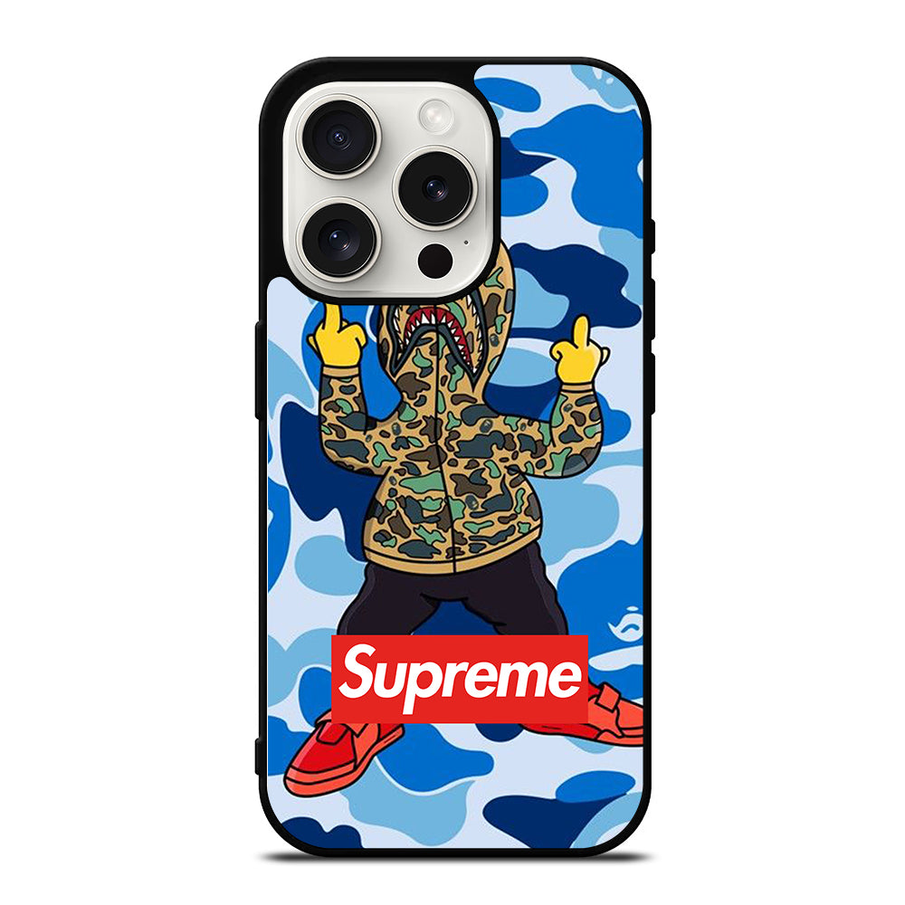 CAMO BAPE SHARK BLUE iPhone 15 Pro Case Cover