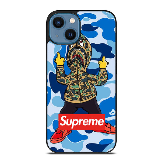 CAMO BAPE SHARK BLUE iPhone 14 Case Cover