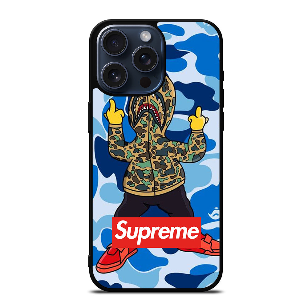 Supreme X Bape Phone Case CAMO BAPE SHARK BLUE IPhone 15 Pro Max Case Cover Casecentro Supreme X Bape Phone Case CAMO BAPE SHARK BLUE IPhone 15 Pro Max Case Cover Casecentro
