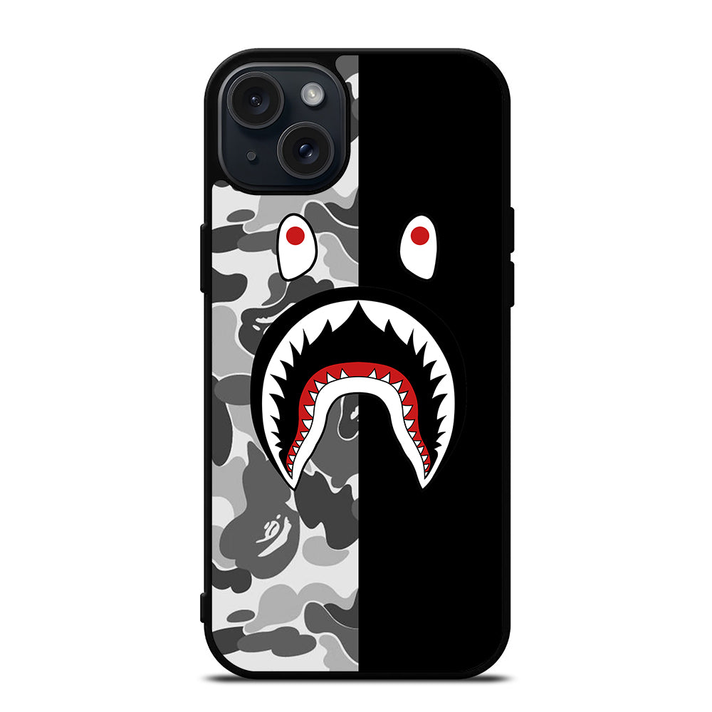 CAMO BAPE SHARK LOGO 3 iPhone 15 Plus Case Cover