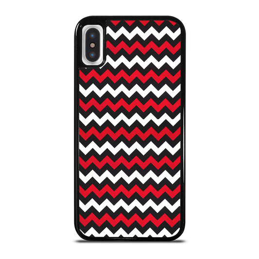 COLOR BLOCK DARK RED CHEVRON PATTERN iPhone X / XS Case Cover