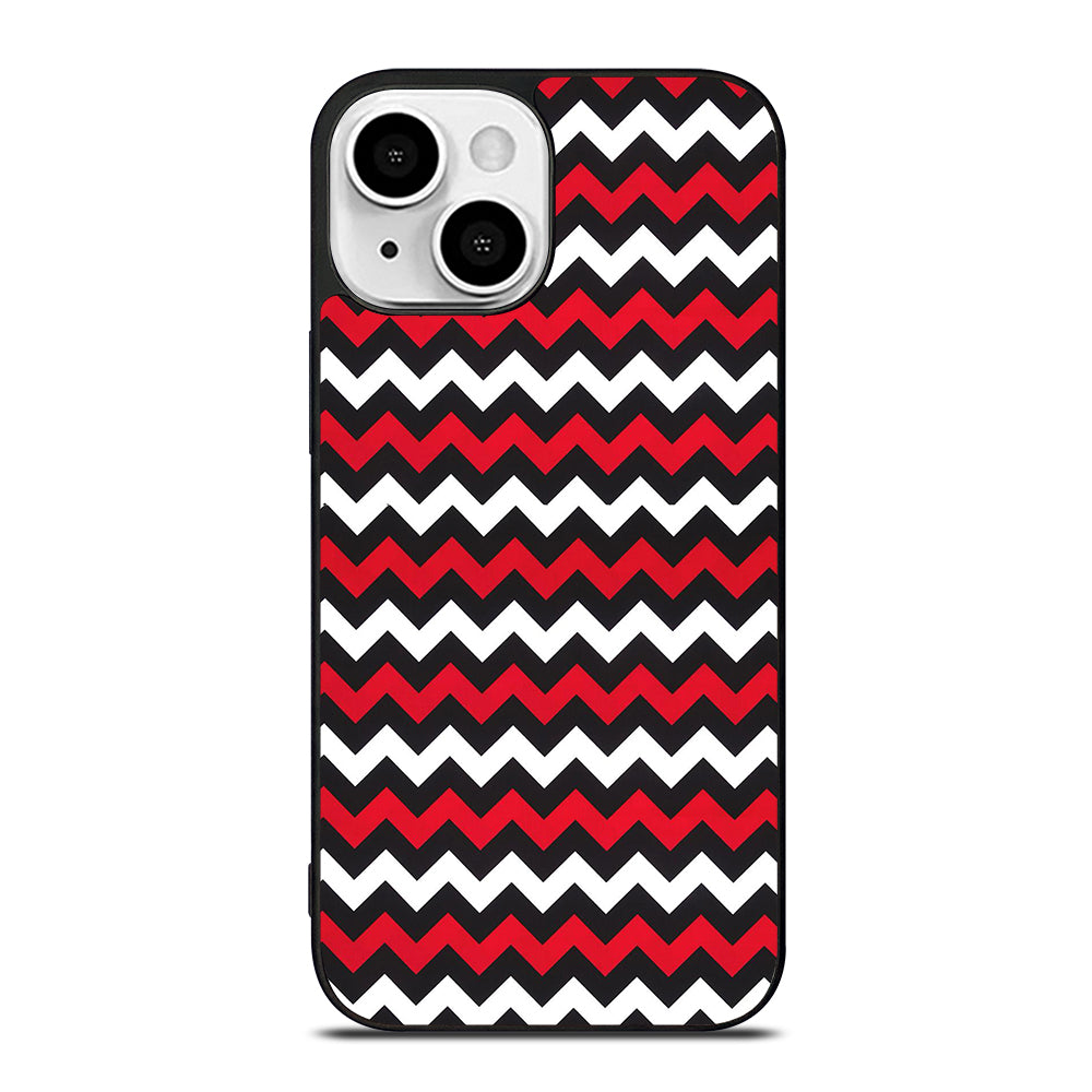 COLOR BLOCK DARK RED CHEVRON PATTERN iPhone 13 Mini Case Cover