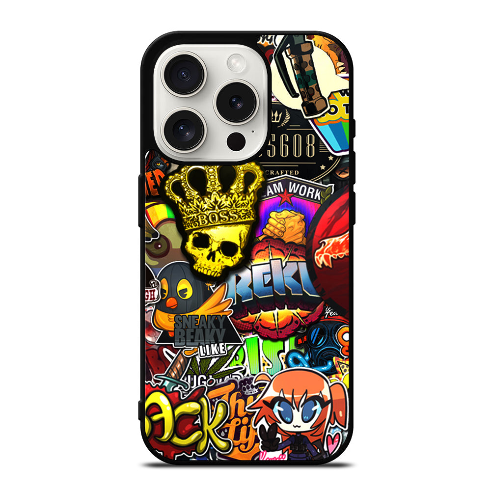 CSGO STICKER BOMB PATTERN iPhone 15 Pro Case Cover