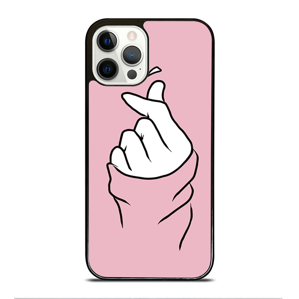 CUTE HEART FINGER PINK iPhone 12 Pro Case Cover