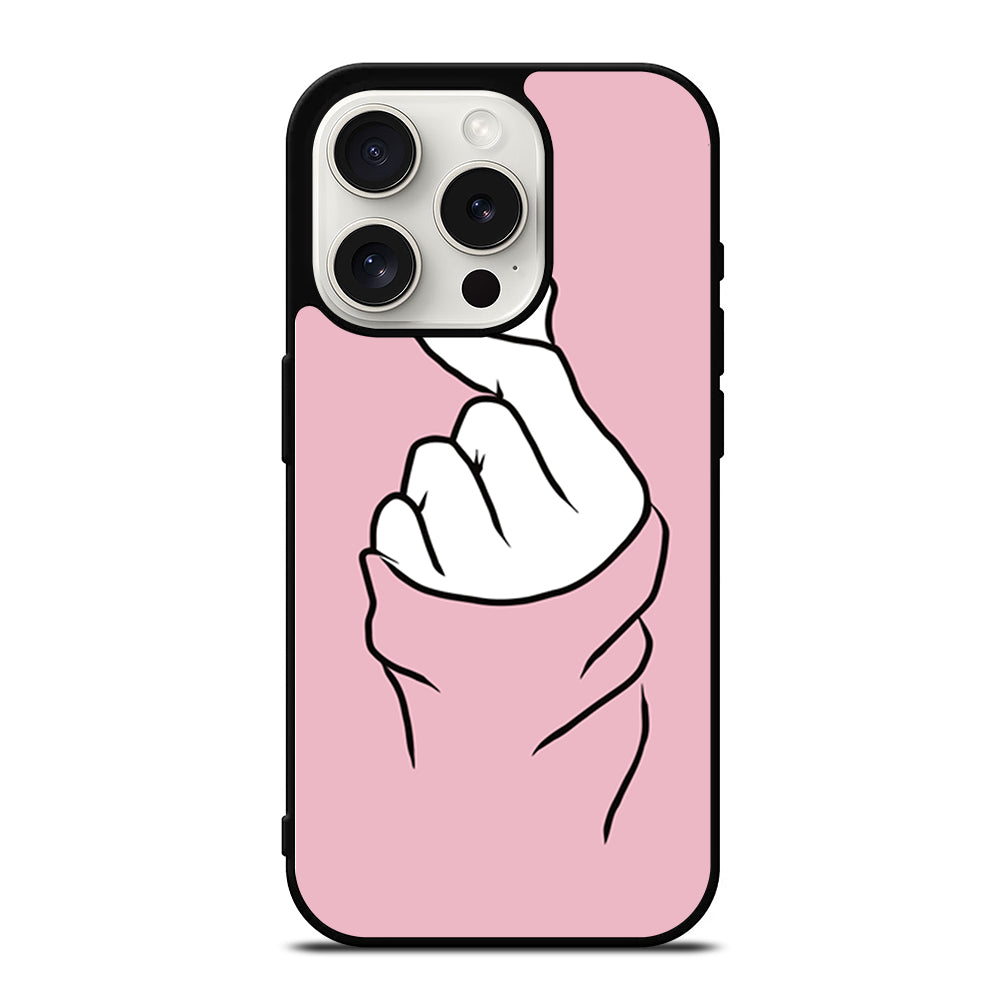 CUTE HEART FINGER PINK iPhone 15 Pro Case Cover