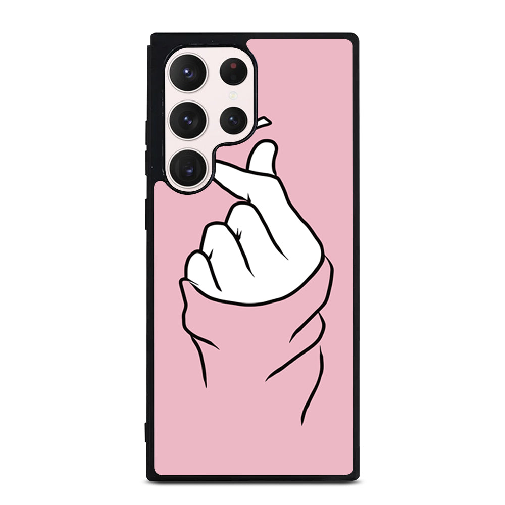 CUTE HEART FINGER PINK Samsung Galaxy S23 Ultra Case Cover