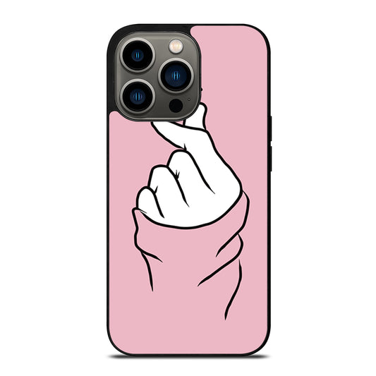 CUTE HEART FINGER PINK iPhone 13 Pro Case Cover