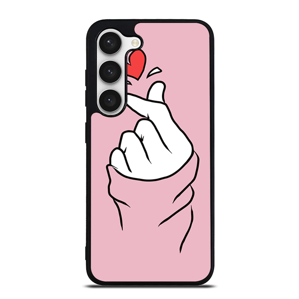 CUTE HEART FINGER PINK Samsung Galaxy S23 Case Cover
