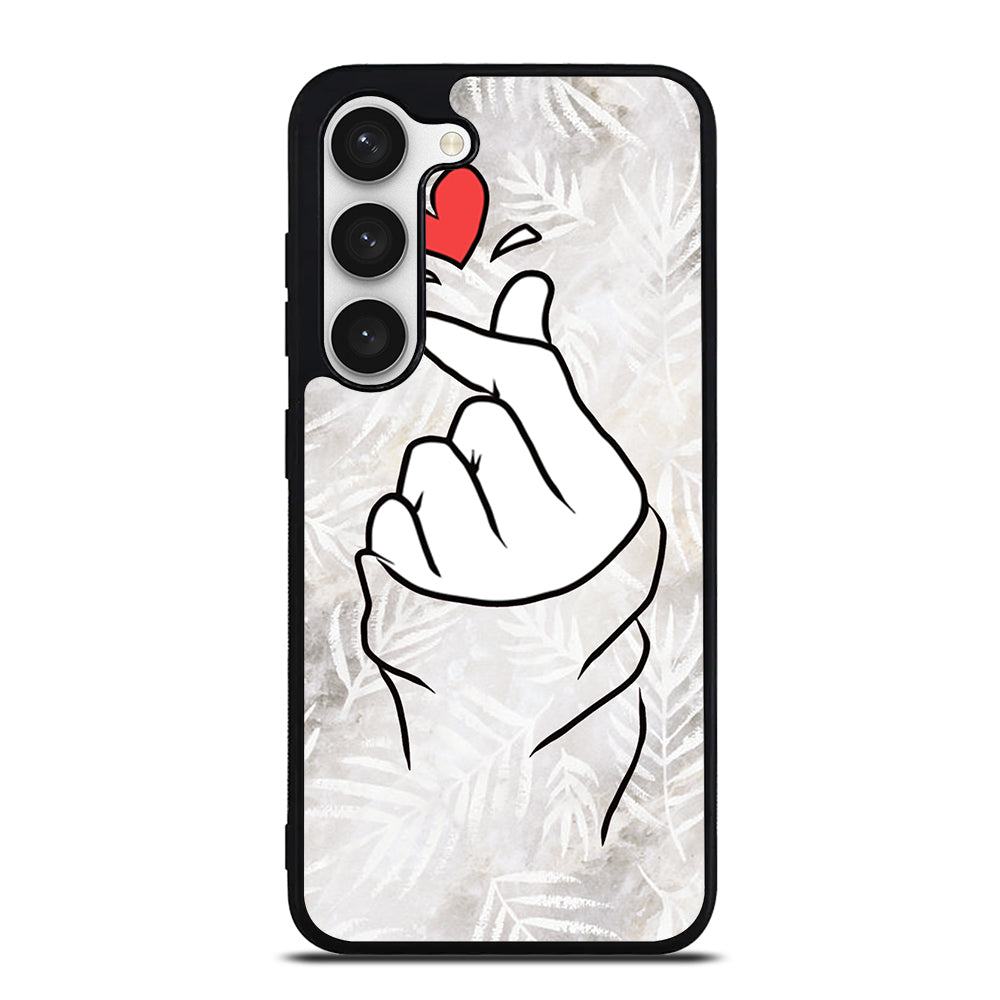 CUTE HEART FINGER WHITE MARBLE Samsung Galaxy S23 Case Cover