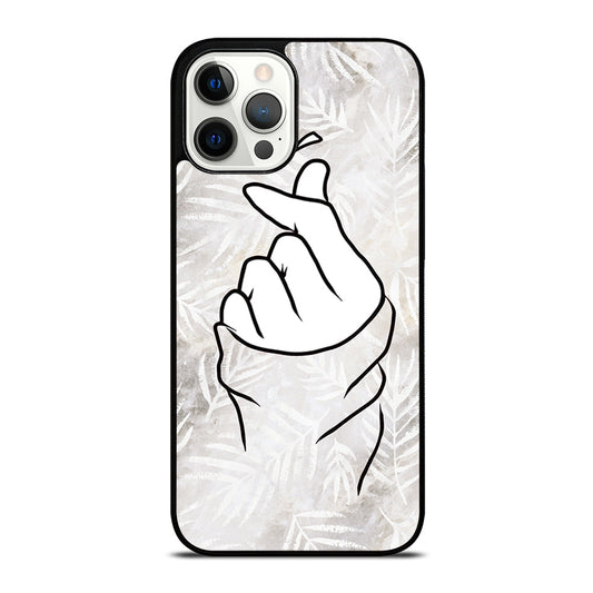 CUTE HEART FINGER WHITE MARBLE iPhone 12 Pro Max Case Cover