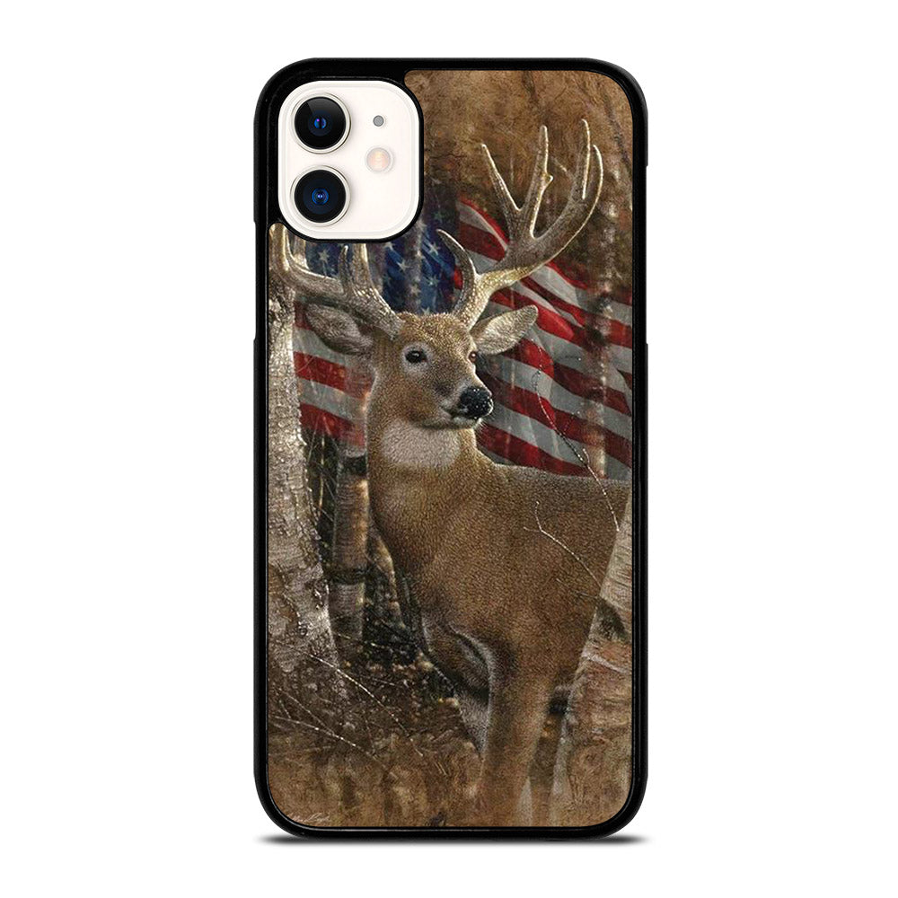 DEER HUNTING AMERICAN FLAG iPhone 11 Case Cover