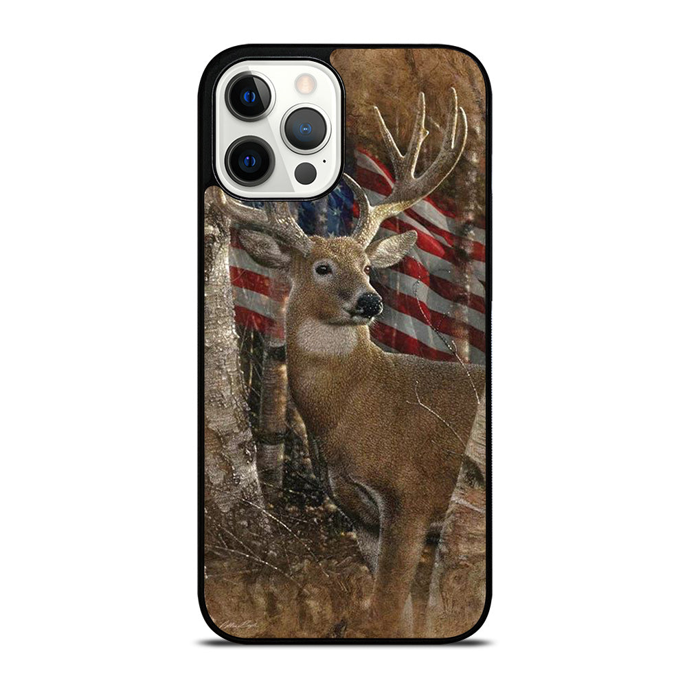 DEER HUNTING AMERICAN FLAG iPhone 12 Pro Max Case Cover