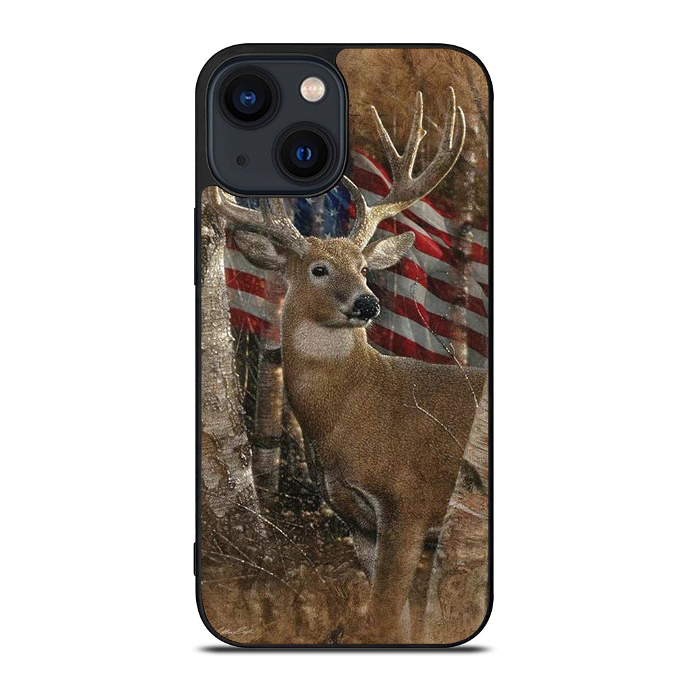 DEER HUNTING AMERICAN FLAG iPhone 14 Plus Case Cover