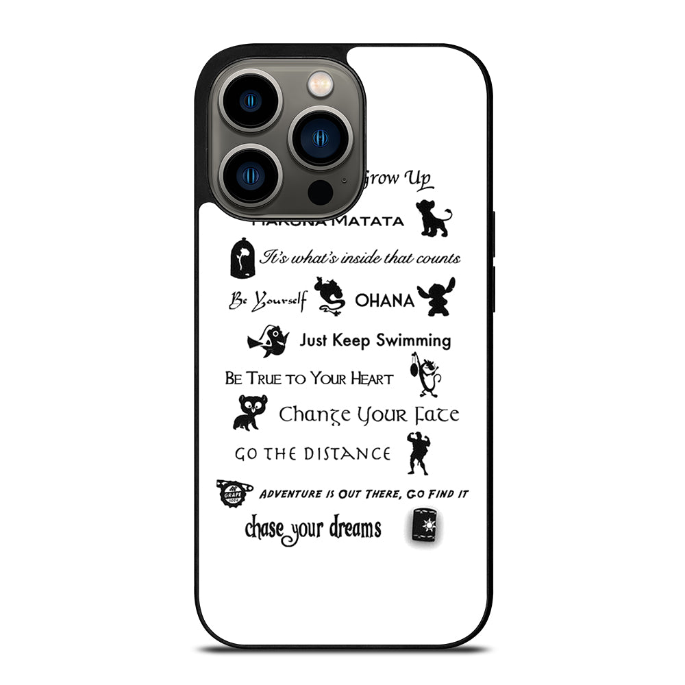 DISNEY LESSONS BLACK QUOTE iPhone 13 Pro Case Cover
