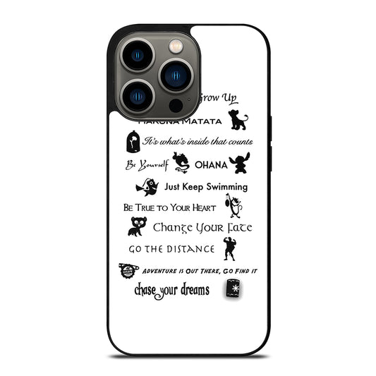 DISNEY LESSONS BLACK QUOTE iPhone 13 Pro Case Cover