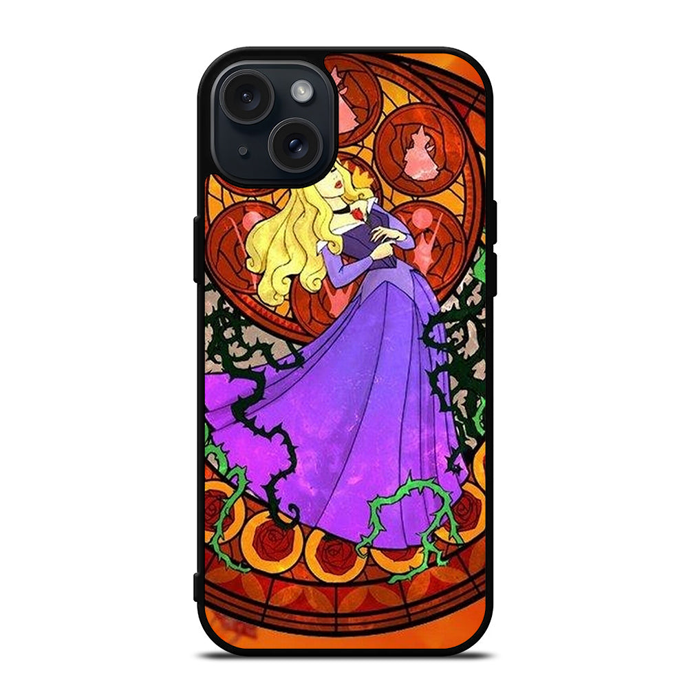 DISNEY SLEEPING BEAUTY STAINED GLASS iPhone 15 Plus Case Cover