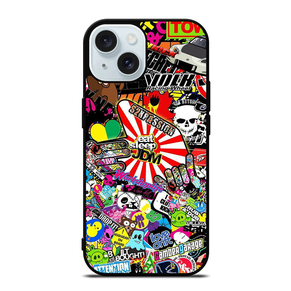 EAT SLEEP JDM STICKER BOMB 2 iPhone 15 Case Cover