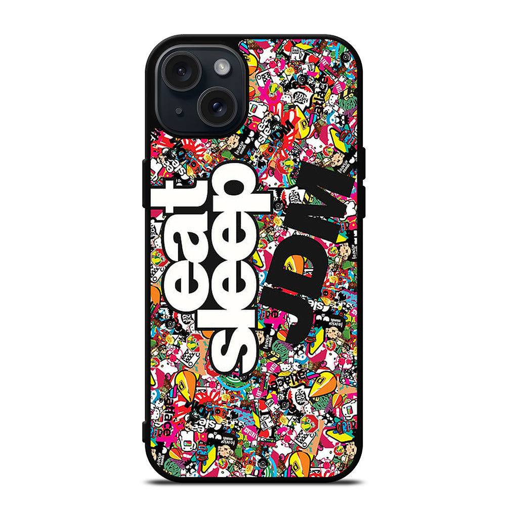 EAT SLEEP JDM STICKER BOMB iPhone 15 Plus Case Cover