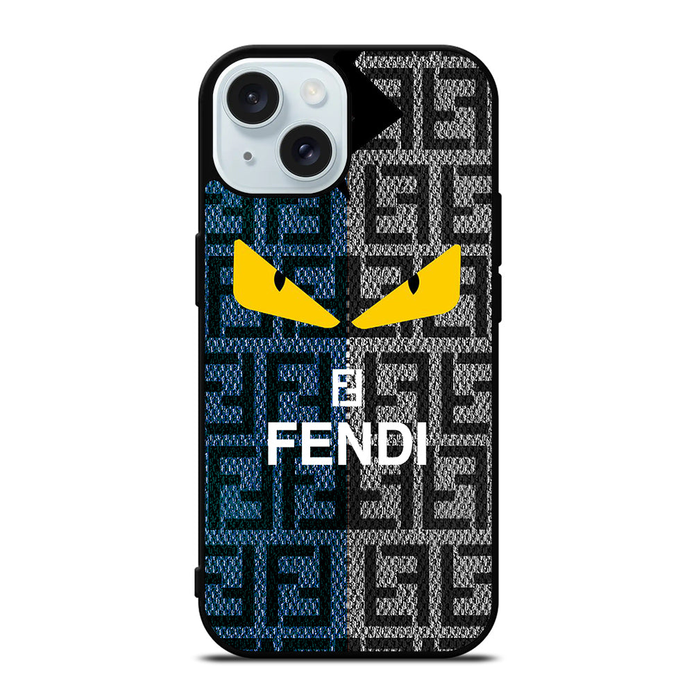 FENDI ROMA BLUE GRAY PATTERN iPhone 15 Case Cover casecentro